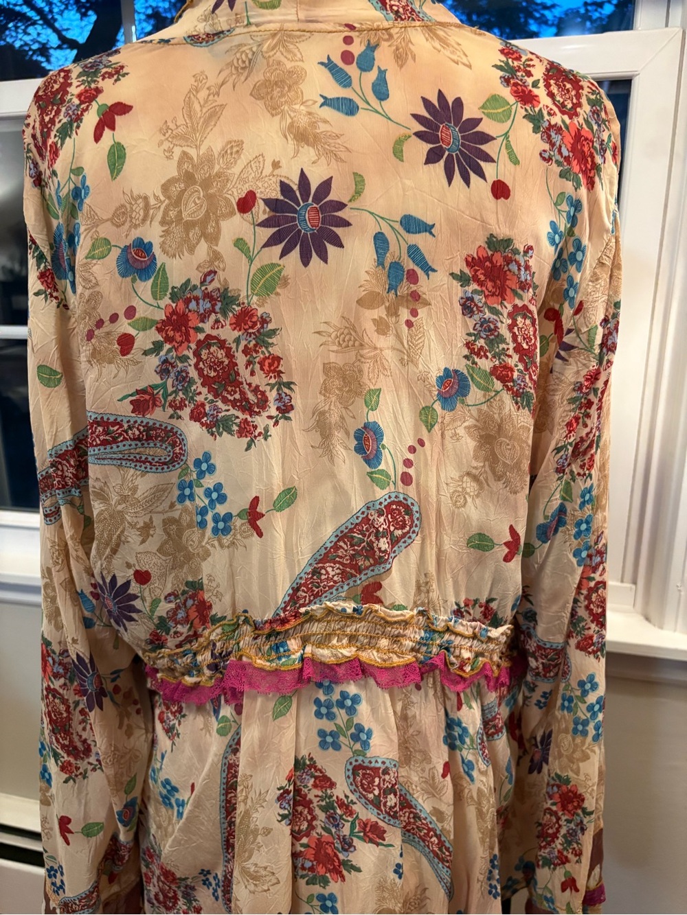 Johnny Was Boho Floral V-Neck Peasant Blouse, Size XL (EUC) - Picture 5 of 10